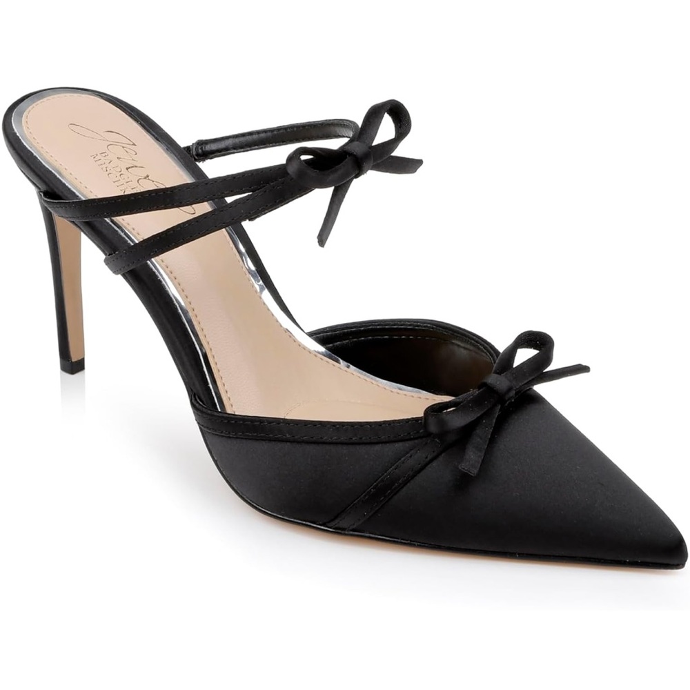 Jewel Badgley Mischka Klarise Black Satin Bow Heels